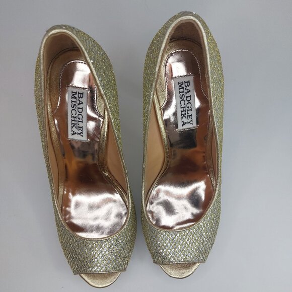 Badgley Mischka Humbie II Gold Glitter Heel Women's Size 7M - Picture 8 of 9